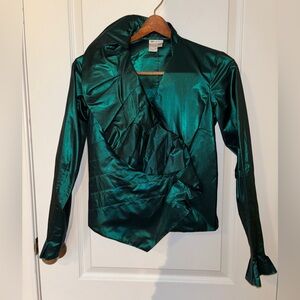 💚Metallic Green Blouse SZ 0⭐️